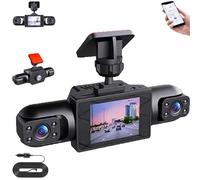 QYDZR Full View Car Dashcam System, 1080P Panoramic Recording Driving Recorder, 360 Degree Car Dash Cam Wireless, Camaras with Night Vision, Loop Recording, for Vehicles(3 LENSES)