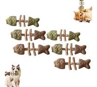 QYDZR Natural Cat Dental Toy, Fix Your Cat’s Dental Health, Natural Fishbone Cats Dentals Toy, Interactive Kitten Chew Playthings, Pets Cat Chew Stick Toys(6PCS)
