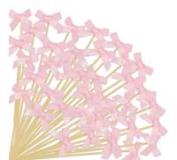 Qyeahkj 200Pcs Pink Bow Cocktail Picks Bow Skewers Stick Toothpicks 4.72 Inch Long Bamboo Fancy Toothpicks for Appetizers Drinks Birthday Bachelorette Bridal Wedding Baby Shower Bowknot Party Decor