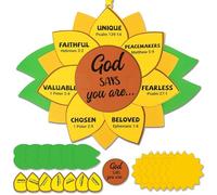 Qyeahkj 24 Set God Says You are Sunflower Craft Kit for Kids Sunday School Christian Crafts Sunflowers Cardboard with Religious Sticker Bible DIY Gift for VBS Home Decor Game Classroom Church Activity