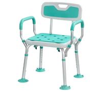 QYERA Shower Chair with Arms for the Elderly Disabled, Shower Seat Height Adjustable Non-Slip Bath Chair Plastic Shower Tools for Bathroom Safety Assist Showering After Operation Recovery