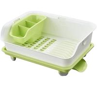 QYEURFOF Drain rack, Kitchen Storage Rack Multifunctional Layer Plastic Dish Double Tableware Product Drain Tray Bowl Box rack(Green)