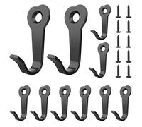 QYEW 10pcs Wall Mounted Hooks Coat Hooks with 10 Screws Single Hanger Hook Small Single Metal Hook Black for Back of Door for Hanging in Bedroom Bathroom Kitchen