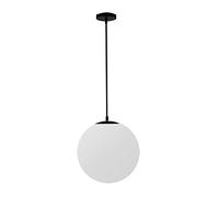 FJROnline E27 Modern Globe Pendant Light, Modern Milk White Opal Glass Ball Globe Ceiling Light Fitting for Kitchen Dining Room Bedroom (Black, 20CM)