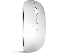 QYFP Bluetooth Mouse, Rechargeable Lightweight Wireless Mouse Compatible with MacBook Pro/Air/Android/iOS Tablet/Laptop/PC/Mac/Computer, Silver