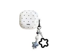 QYFZXLV Ear Buds Case for Samsung Galaxy Buds FE/2/2 Pro/Pro/Live,Cute Polka Dot Design with Cat Pattern Shockproof Earbuds Protective Case with Chain for Girls Boys (Polka Dot)