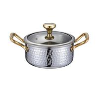 QYGKDYD Hammered Texture Stainless Steel Hot with Pearl Pattern 1.1L Large Capacity, Gas & Induction Stoves, Thickened Soup Pot for Clear Broth Cooking (16cm),B