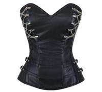 QYGKDYD JSEIAJB Zipper Leather Steel Bone Shapewear Punk Top(Large)