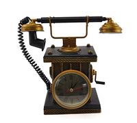 QYGKDYD Retro Vintage Clock - Creative Resin Desk Handicraft, Old Fashioned European Wired Telephone Statues for Tables and Counter-Tops