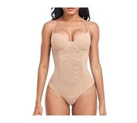 QYGKDYD Women's Built-in Bra Thongs Bodysuit Shapewear Women Body Shaper with 4 Steel Bones Slim Tummy Control Underwear Mesh Corset
