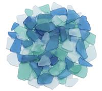 QYGL Sea Glass for Crafts - 14oz Frosted Seaglass Pieces - Vase Filler and Aquarium Ornament, DIY Craft Supplies for Art, Beach Weddings, and Home Decor (Blue, Aqua Green, White)