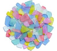QYGL Sea Glass for Crafts - 14oz Mixed Colors Seaglass Pieces - Vase Filler and Aquarium Ornament, DIY Craft Supplies for Art, Beach Weddings, and Home Decor, Flat Frosted Dyed Color Stone