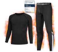 Qyibleri Kids Base Layer - Kids Thermals Long Sleeve Top & Tights Skins for Boys Set, Boys Thermal Base Layer Set Suit for 4~13 Age, Base Layer Kids for Football Skins