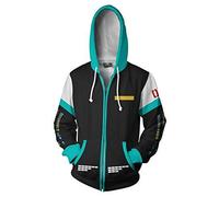 QYIFIRST Coat transition Jacket Hatsune Cosplay Costume Casual Jacket Sweat Jacket Ladies Unisex Anime 3D Printing Sweat Jacket Blue XXL (Chest 116cm)