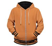 QYIFIRST Men Women Anime Hooded Pullover Sweatshirt Uzumaki Cosplay Costume with Pockets Orange EU Size XXL
