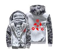 QYIFIRST Men's Women's AnimeSharingan Down Jacket Fleece Warm Thermal Jacket Lined Snowfield Jacket Zip Cardigan Coat Cosplay Costume Grey C EU L