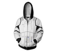 QYIFIRST Pullover Imperial Stormtrooper Cosplay Costume Veste à Capuche Streetwear Impression 3D Anime Unisexe Veste Sweatshirt White XL (Chest 113cm)