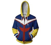 Qyifirst Unisex Anime 3D Druck Hoodie Long Sleeve Sweatshirt Hero Academia All Might Cosplay Costume Adult S-5XL - Blue - 4XL (Chest 122 cm)