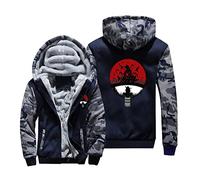 QYIFIRST Unisex Anime 3D Print Uchiha Clan Uchiha Ichizoku Thick Fleece Lined Pullover Fleece Jacket Coat Overcoat Jumper Wind Jacket Cosplay Costume Blue M EU 3XL