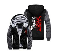 QYIFIRST Unisex Anime 3D Print Uzumaki Rikudousennin Ninetales Thick Fleece Lined Pullover Fleece Jacket Coat Overcoat Jumper Wind Jacket Cosplay Costume Black B EU 3XL
