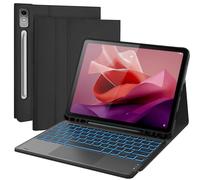 QYiiD Backlit Touchpad Keyboard Case for Lenovo Tab P12/Lenovo Xiaoxin Pad Pro 12.7 inch TB370FU, 7 Colors Backlight Magnetic Keyboard Auto Sleep/Wake Cover for Lenovo Tab P12 Pad Pro TB-371FC, Black