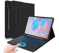 QYiiD Galaxy Tab S6 10.5" Keyboard Case, 7 Color Backlit, Smart Touchpad, Detachable Keyboard Synthetic Leather Folio Cover with S Pen Holder for Galaxy Tab S6 10.5" 2019 (SM-T860/T865/T867) (Black)