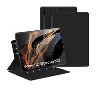 QYiiD Magnetic Case for Galaxy Tab S8 Ultra 2022 14.6 Inch (SM-X900/X906) with S-Pen Holder, Lightweight and Slim Magnetic Stand Case with Auto Sleep/Wake, Black