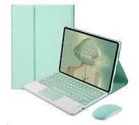 QYiiD Touchpad Keyboard Case for Xiaomi Pad 5 / Pad 5 Pro 11.0 inch 2021, Folio Keyboard Case Cover with Cute Round Key Wireless Detachable TouchPad Keyboard & Mouse, Green