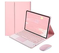 QYiiD Touchpad Keyboard Case for Xiaomi Pad 5 / Pad 5 Pro 11.0 inch 2021, Folio Keyboard Case Cover with Cute Round Key Wireless Detachable TouchPad Keyboard & Mouse, Pink
