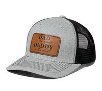 QYJ Daddy Leather Patch Cap, Dad in The Street Daddy in The Sheets Hat, Daddy to be Gift, Gifts for Him, Gray & Black, One size