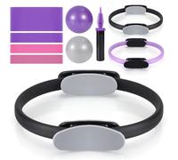QYJinlida Pilates Ring Circle and Pilates Ball Set, 12 Inch&14Inch Magic Circle Pilates Ring,9 Inch Small Exercise Ball,Resistance Bands Set, Home Pilates Equipment for Women