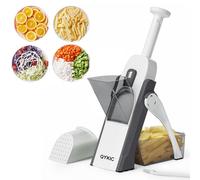QYKIC Mandoline Vegetable Slicer, Veg Chopper with 4 Cutter Modes Adjustable Thicknesses, Slicer, Dicer, Chopper, Julienne, Chip Veggies for Potatoes Carrot Tomato Cucumber Grey