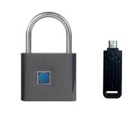 QYKSONIC Fingerprint Padlock with Key,IP65 Waterproof Locker Lock, Locks for Luggage, Backpack, School, Locker, Gym Gate, Cabinet, Wardrobes (Gunmetal Gray)
