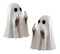 Qylazune 2 Pcs Halloween Middle Finger Ghost Ghost Decorations Spooky Funny Table Ornament for Prank Party, Unique Haunted House Decor, Eye Catching Gift for Teens and Adults Halloween Humor Prop