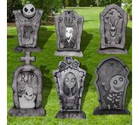 Qylazune 6pcs Halloween Decorations Gravestones Nightmare Outdoor Before Kit Haunted Animatronics Signs Halloween Tombstones 25x41.9cm Rip Home,Yard,Garden, Tree,Horror Party Retro Gravestone Decor