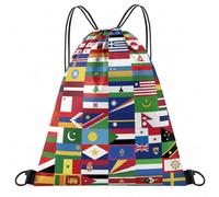 Qylazune Flags of the World World Cup Drawstring Backpack Sports Events Remembrance Day Flags Remembrance Day Decorations Anniversary Birthday Gift for Travelers Students and Football Fans