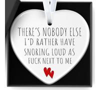 Qylazune Funny Valentines Day Decoration Gift Heart Ceramic Shaped - No One Likes Snoring Louder Than Me, A Double-Sided Printed Text Anniversary Valentine'S Day For The One I Love