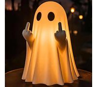 Qylazune Halloween Decorations Middle Finger Ghost Spooky Funny Table Statue Ornament For Prank Party, Unique LED Haunted House Decor, Eye Catching Gifts For Teens And Women Cute Halloween Humor Prop