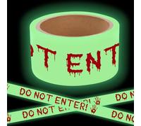 Qylazune Halloween Decorations Outdoor Glow In The Dark Caution Tape Danger Enter If You Dare 4.8 Cm X 5 M Tape With for Parties, Garden Family classroom Decor Houses and Workplace Safety Decoration