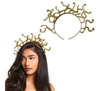 Qylazune Halloween Medusa Headpiece Gold Snake Crown for Women Headband Greek Goddess Costume Accessories, Mythical Serpent Hair Headdress, Halloween Party, Masquerade, Cosplay, and Themed Events