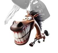 Qyljeiwred Car Ornament | 2D Funny Horse Car Acrylic Art | Cartoon Prank Flat Pendant For Men Women Vehicle Decor Birthday Christmas Party Bag