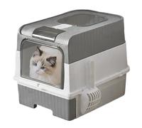 Qyljeiwred Cat Litter Boxes | Litter Box with Lid,Odor Control Enclosure Foldable Lightweight Enclosed with Scoop Trash Sifting Supplies for Travel Portable