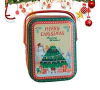 Qyljeiwred Cookie Tins with Lids - Portable Christmas Containers with Lids,Empty Christmas Treat Containers, Treat Jar with Handle for Christmas Holidays