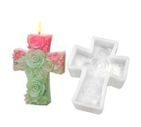 Qyljeiwred Cross Mold,3D Rose Jesus Mold Tool | Silicone Plaster Moulds | for Christmas Candle Making Craft DIY Art Decoration Epoxy Resin Gypsum Wax Clay Plaster Soap