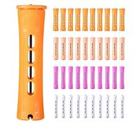 Qyljeiwred Hair Perm Rods Set | 4 Sizes Cold Wave Rods Hair Rollers for Women,Hair Curlers with Elastic Rubber Bands, Perming Rod, Hairdressing Styling Tool,