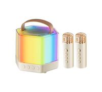 Qyljeiwred Karaoke Machine With 2 Microphones | RGB Color Light Wireless Karaoke Speaker,RGB Lighting 2 Wireless Mics Karaoke Speaker Set For Enhanced Party Atmosphere