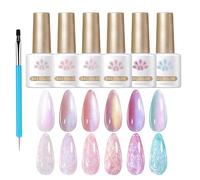 Qyljeiwred Nail Gel Polish,Glitter Nail Polish - 6 Colors Glitter Fingernail Art Manicure Supplies At Home Salon for Women and Girls