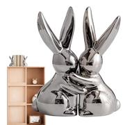 Qyljeiwred Rabbit Bookends - Book Holders Stopper,Bunny Ornaments, Ceramic Vintage Shelf Decor for Friends Family Adults