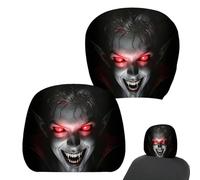 Qyljeiwred Spooky Face Car Headrest Cover - Stretchy Funny Protector - Double-Sided Printing Headrest Covers | for Halloween Truck SUV Vehicle Interior Travel Road Trip