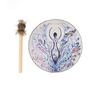 QYLJZB 10 Inch Handmade Shaman Drum, Frame Drum with Alchemical Moon Drum Design Hand Drum Wooden Buffalo Drum for Soul Gift for Music Lovers,with Drum Stick